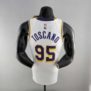 75th Anniversary TOSCANO #95 Los Angeles Lakers White NBA Jersey 2