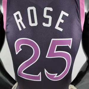 Minnesota Timberwolves ROSE#25 Black and Purple NBA Jersey 3