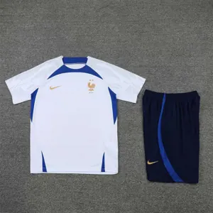 2022 France Training Suit Short Sleeve Kit White Blue 9