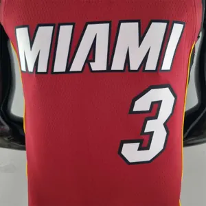 75th Anniversary Miami Heat Jordan WADE #3 Burgundy NBA Jersey 4