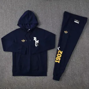 25-26 Real Madrid Navy Hoodies Tracksuit Long Jacket Suits 1