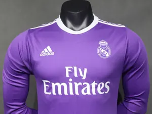16-17 Real Madrid Away Retro Kit Vintage Player Version Long Sleeve Shirt AAAAJersey Dropship Y 5