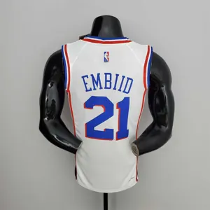 75th Anniversary Philadelphia 76ers EMBIID#21 White NBA Jersey 3