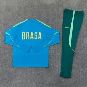 2026 Brazil Mens Kit Blue Half Pull Training Suit Yupoo 7 4