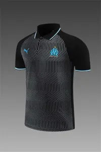 Polo Marseille black with grey-stripe 17
