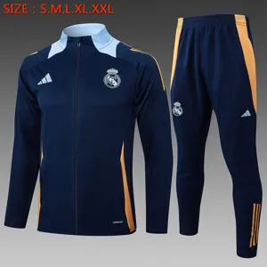 24-25 Real Madrid Navy&Yellow Football Tracksuit Long Jacket Suits
