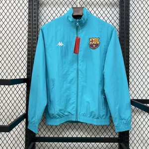 25-26 Barcelona Green&Blue Trench Coat Reversible Windbreaker Double-Sides Jacket 4