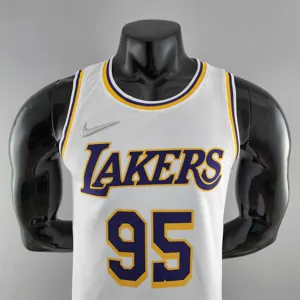 75th Anniversary TOSCANO #95 Los Angeles Lakers White NBA Jersey 5