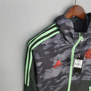 21-22 Manchester United Black and Grey Camouflage Windbreaker 2