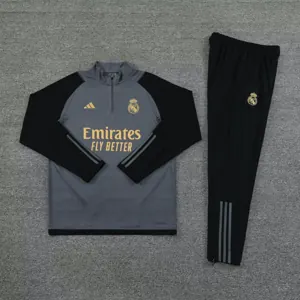 23-24 Real Madrid Long Sleeve Kits Grey Training Suits Football Jerseys Yupoo 1
