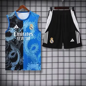 25-26 Real Madrid Black&Blue Dragon Training Kits Football Tracksuits