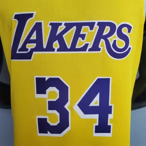 O'Neal #34 Lakers Commemorative Edition Round neck yellow 1