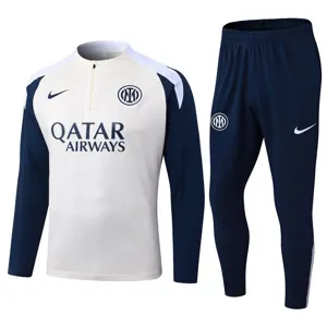 25-26 Inter Milan Beige&Navy Training Kits Long Football Tracksuits