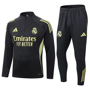 25-26 Real Madrid Training Kits Long Black Football Tracksuits