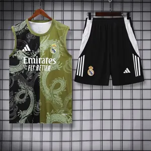 25-26 Real Madrid Green&Black Dragon Training Kits Football Tracksuits