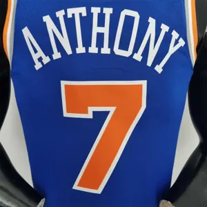 75th Anniversary Anthony #7 New York Knicks Blue NBA Jersey 6