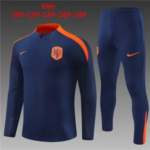 2024 Netherlands Kids Player Long Sleeve Training Suit Football Shirts