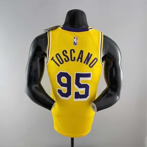 75th Anniversary TOSCANO #95 Los Angeles Lakers Yellow NBA Jersey 5