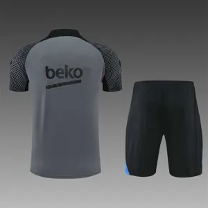 22-23 Barcelona Training Suit Short Sleeve Kit Black Grey 11