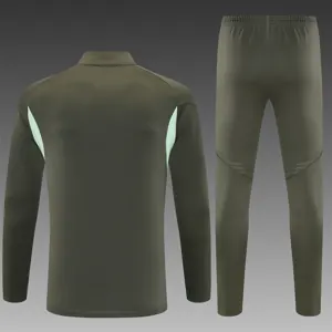 25-26 Real Madrid Training Kits Long Army Green Football Tracksuits 2