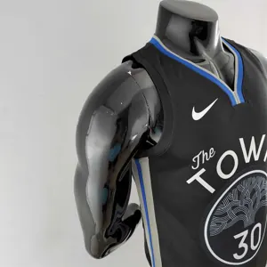 2020 Curry#30 Warriors City Edition Black and Grey NBA Jersey 3