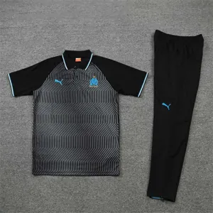 Polo Marseille black with grey-stripe 11