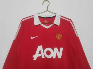 10-11 Manchester United Home Retro Kit Long Sleeve Shirt Cheap Jerseys Yupoo 2