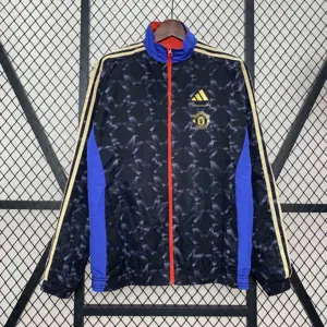 24-25 Manchester United Red&Navy Trench Coat Reversible Windbreaker Double-Sides Jacket AAAAJer 2