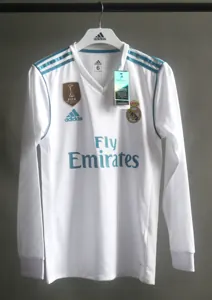 17-18 Real Madrid Home Retro Kit Vintage Player Version Long Sleeve Shirt AAAAJersey Dropship Y