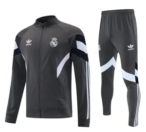25-26 Real Madrid Deep Grey Tracksuit Long Jacket Suits