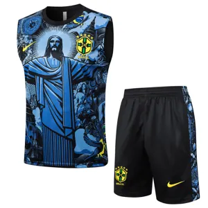 2024 Brazil Christ the Redeemer Blue Vest Kit Soccer AAAAJersey Yupoo