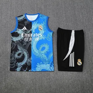 25-26 Real Madrid Black&Blue Dragon Training Kits Football Tracksuits 1