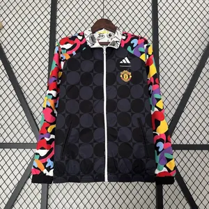 23-24 Manchester United Reversible Windbreaker Black&White Double-Sides Jacket Best Jerseys Yup 3