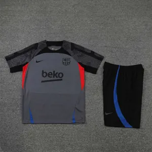 22-23 Barcelona Training Suit Short Sleeve Kit Black Grey 4