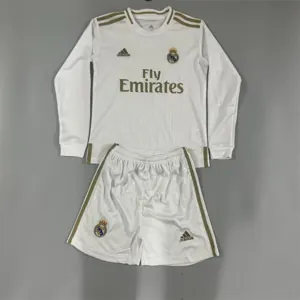 19-20 Real Madrid Home Long Sleeve Retro Kid Kits Youth Apparels Soccer AAAAJersey Yupoo