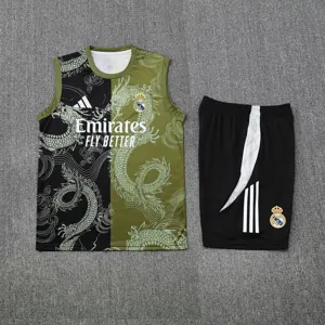 25-26 Real Madrid Green&Black Dragon Training Kits Football Tracksuits 3