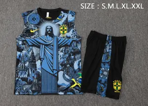 2024 Brazil Christ the Redeemer Blue Vest Kit Soccer AAAAJersey Yupoo 1