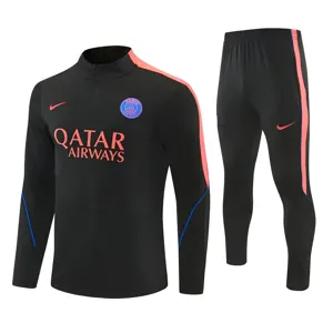 26-27 PSG Black Kit Football Aldult Training Long Sleeve Tracksuit Yupoo 5 3