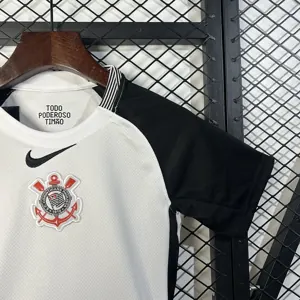 25-26 Corinthians Home Kid Kits Youth Apparels Soccer AAAAJersey Yupoo 1