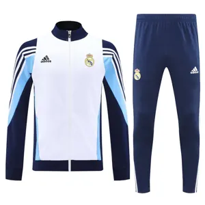 25-26 Real Madrid White&Blue Football Tracksuits Long Jacket Suits