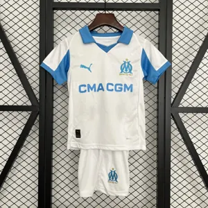 25-26 Olympique Marseille Home Kid Kits Youth Apparels Sino AAAAJersey Supply Yupoo 13