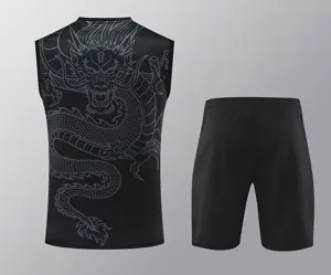 24-25 Real Madrid Dragon Black Training Vest Kits(Top+Shorts) Football Replicas Yupoo 3