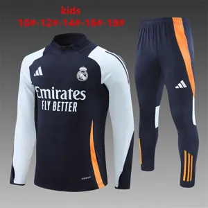24-25 Real Madrid Kids Long Sleeve Training Suit Football Shirts