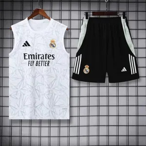 25-26 Real Madrid Pre-Match White Training Kits Football Tracksuits