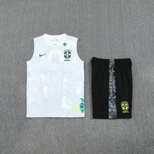 25-26 Brazil White Jesus Training Kits Football Vest Suits 2
