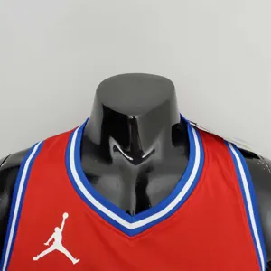 2021 MAXEY#0 76ers Jordan Themed Red NBA Jersey 1