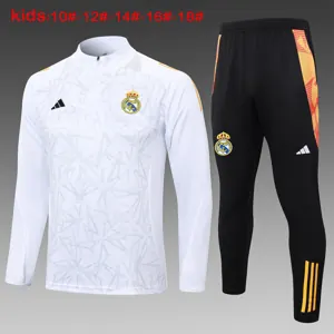 24-25 Real Madrid Kids Long Sleeve Training Suit Football Shirts