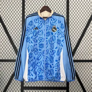 2024 Real Madrid Blue&Beige Trench Coat Reversible Windbreaker Jacket Soccer AAAAJersey Yupoo 5