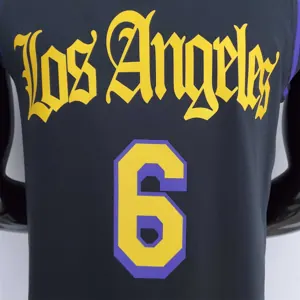 2021 JAMES#6 Los Angeles Lakers Black Latin Black NBA Jersey 5