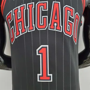75th Anniversary Rose #1 Bulls Flyers Black NBA Jersey 4